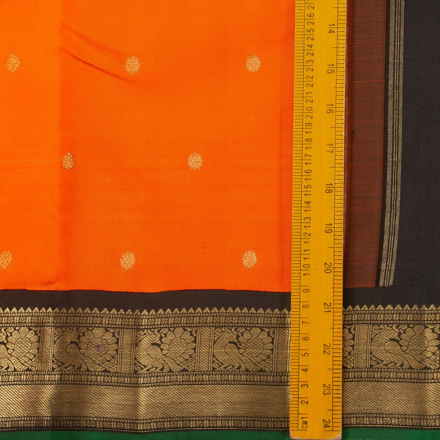 Orange And Black Kanchipuram Silk Saree For Wedding Wear PV NYC 1363 - Silk Sari - Panjavarnam PV NYC 1363