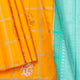 Orange And Cyan Kanchipuram Silk Saree Borderless With Silver Zari For Wedding Wear PV NYC 1448