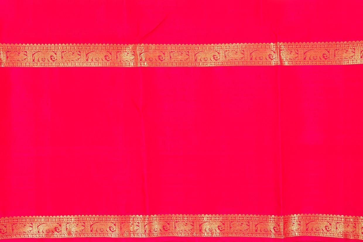Orange And Pink Kanchipuram Silk Saree With Medium Border Handwoven Pure Silk For Wedding Wear PV NYC 1055 - Silk Sari - Panjavarnam PV NYC 1055