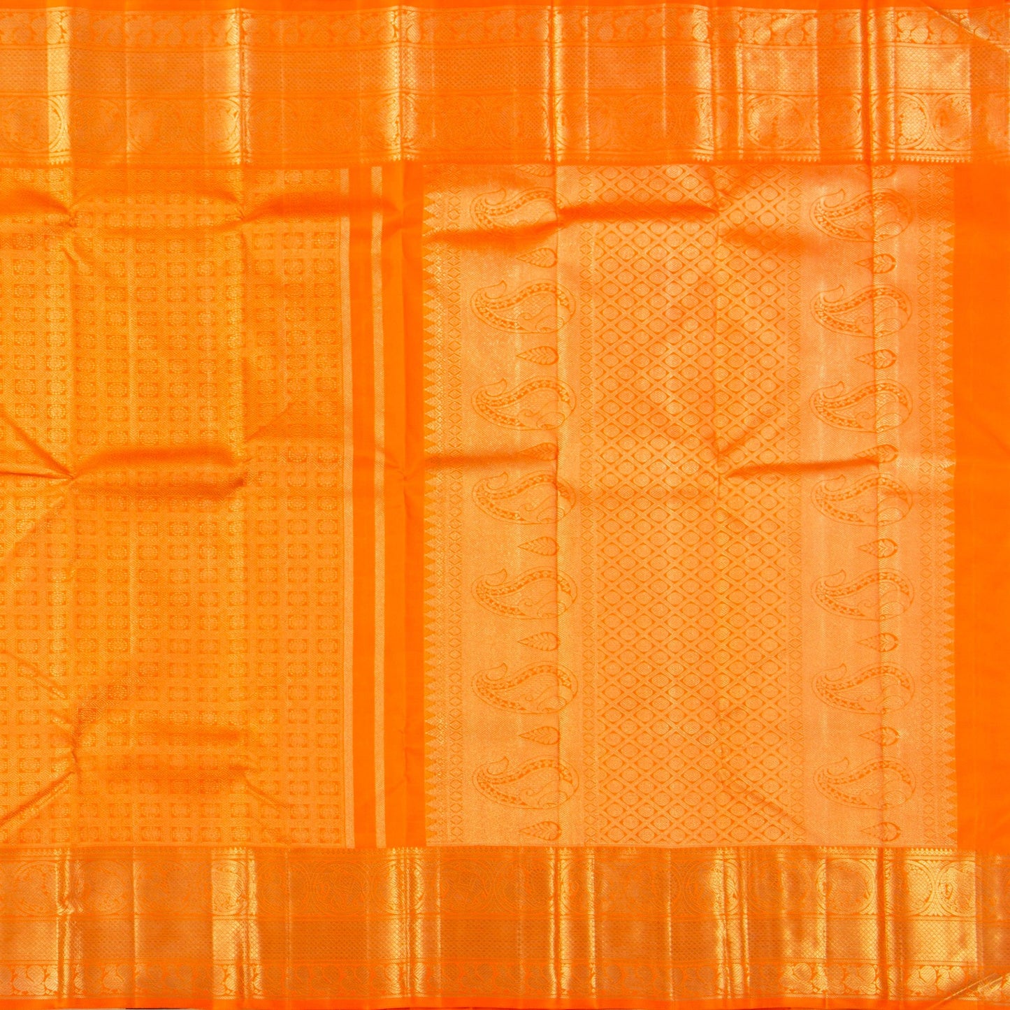 Orange Kanchipuram Silk Saree For Wedding Wear PV NYC 1386 - Silk Sari - Panjavarnam PV NYC 1386