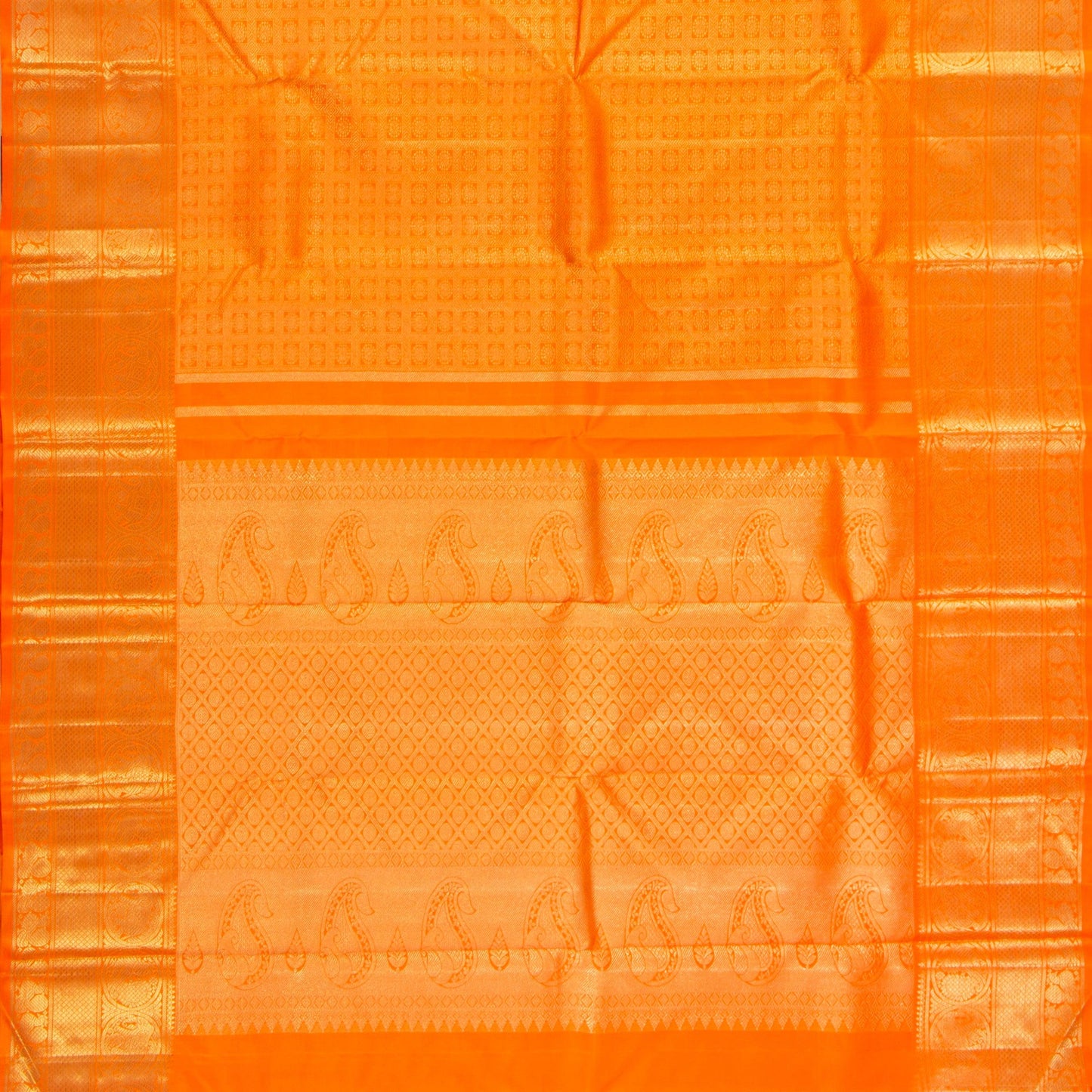 Orange Kanchipuram Silk Saree For Wedding Wear PV NYC 1386 - Silk Sari - Panjavarnam PV NYC 1386