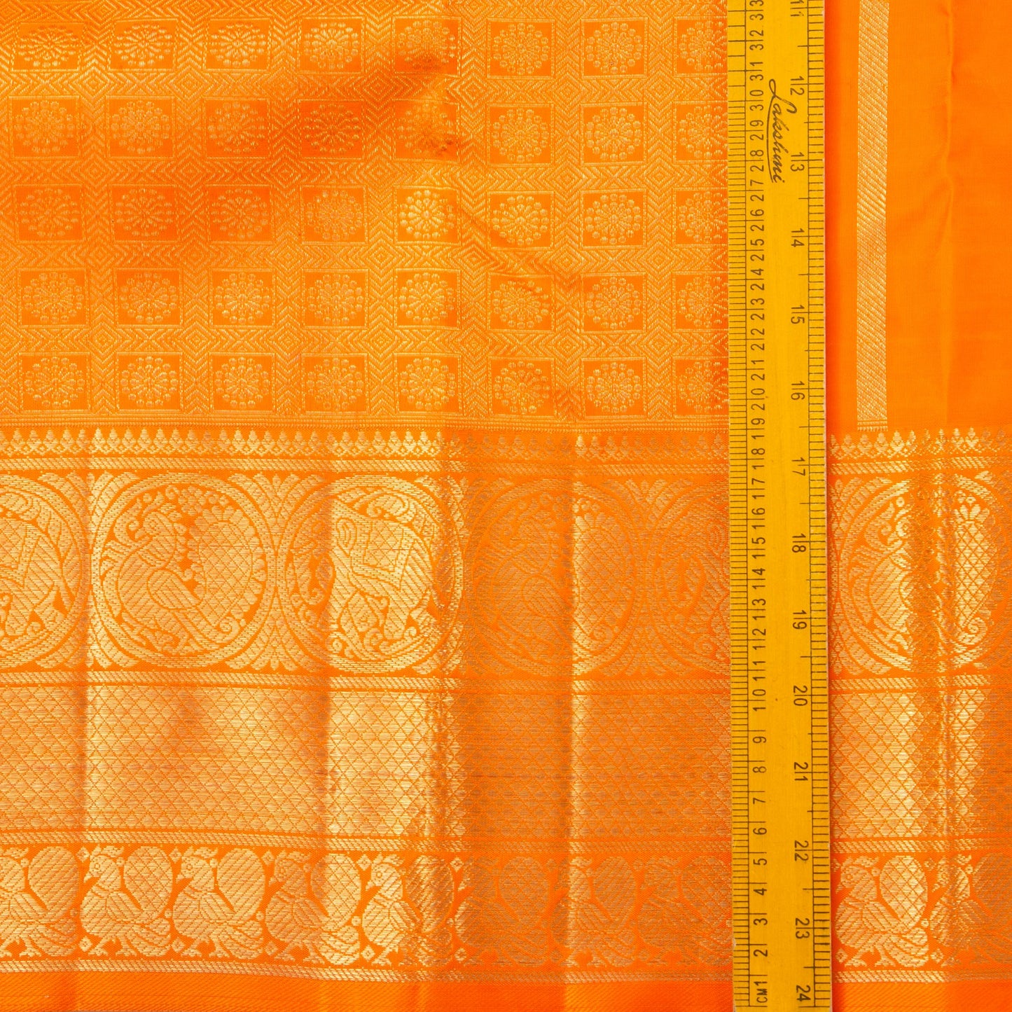Orange Kanchipuram Silk Saree For Wedding Wear PV NYC 1386 - Silk Sari - Panjavarnam PV NYC 1386