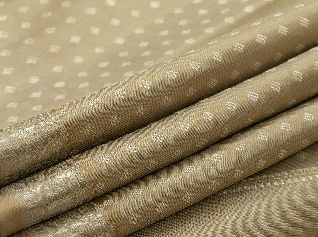 Pastel Beige Kanchipuram Silk Saree Handwoven Pure Silk Pure Zari For Party Wear PV NYC 680 - Silk Sari - Panjavarnam PV NYC 680