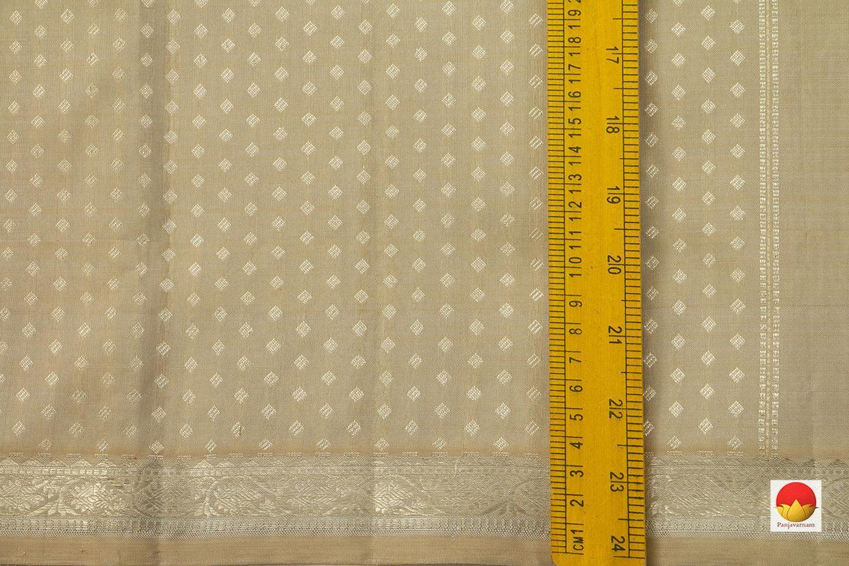 Pastel Beige Kanchipuram Silk Saree Handwoven Pure Silk Pure Zari For Party Wear PV NYC 680 - Silk Sari - Panjavarnam PV NYC 680