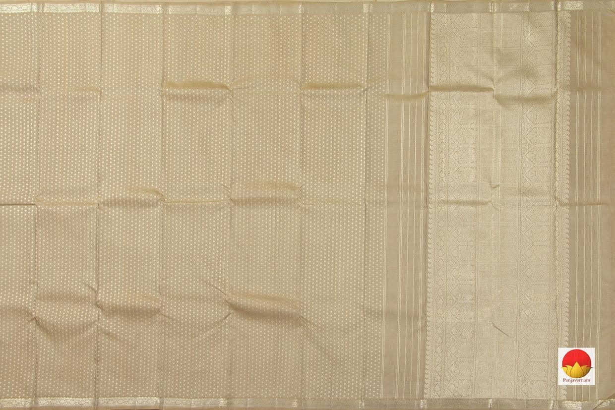 Pastel Beige Kanchipuram Silk Saree Handwoven Pure Silk Pure Zari For Party Wear PV NYC 680 - Silk Sari - Panjavarnam PV NYC 680
