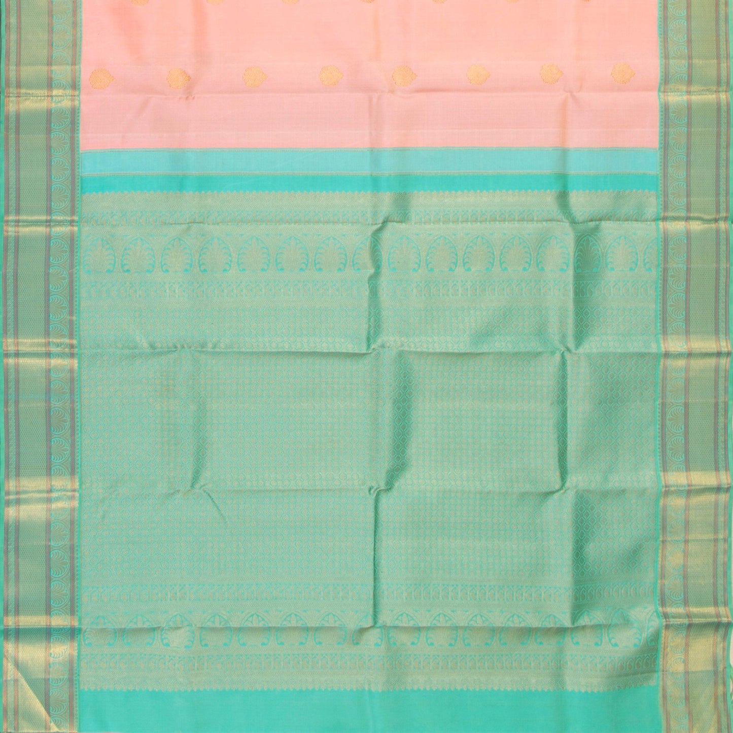 Pastel Pink And Aqua Blue Kanchipuram Silk Saree For Wedding Wear PV NYC 1435 - Silk Sari - Panjavarnam PV NYC 1435