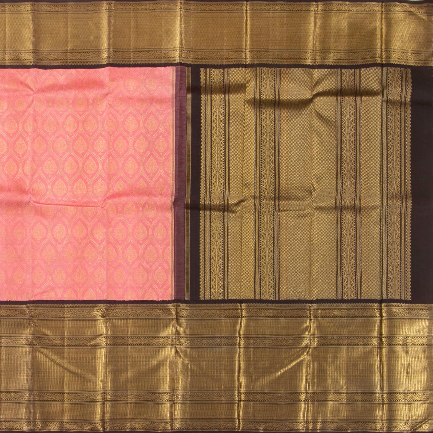 Pastel Pink And Brown Kanchipuram Silk Saree For Wedding Wear PV NYC 1357 - Silk Sari - Panjavarnam PV NYC 1357