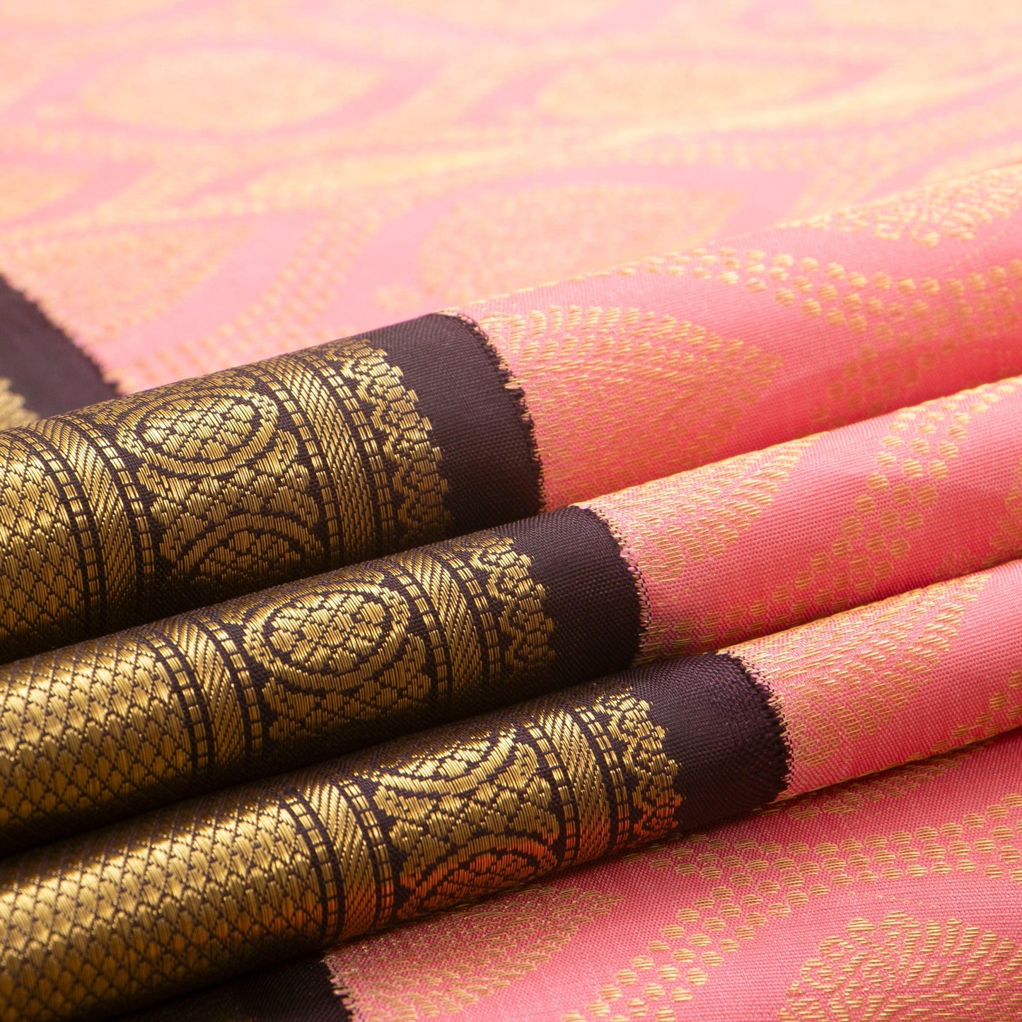 Pastel Pink And Brown Kanchipuram Silk Saree For Wedding Wear PV NYC 1357 - Silk Sari - Panjavarnam PV NYC 1357