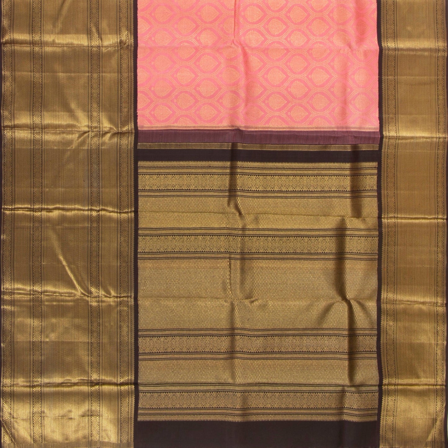 Pastel Pink And Brown Kanchipuram Silk Saree For Wedding Wear PV NYC 1357 - Silk Sari - Panjavarnam PV NYC 1357