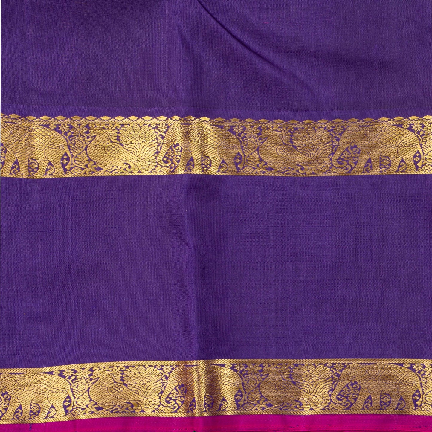 Peach And Blue Kanchipuram Silk Saree For Festive Wear PV NYC 1522 - Silk Sari - Panjavarnam PV NYC 1522