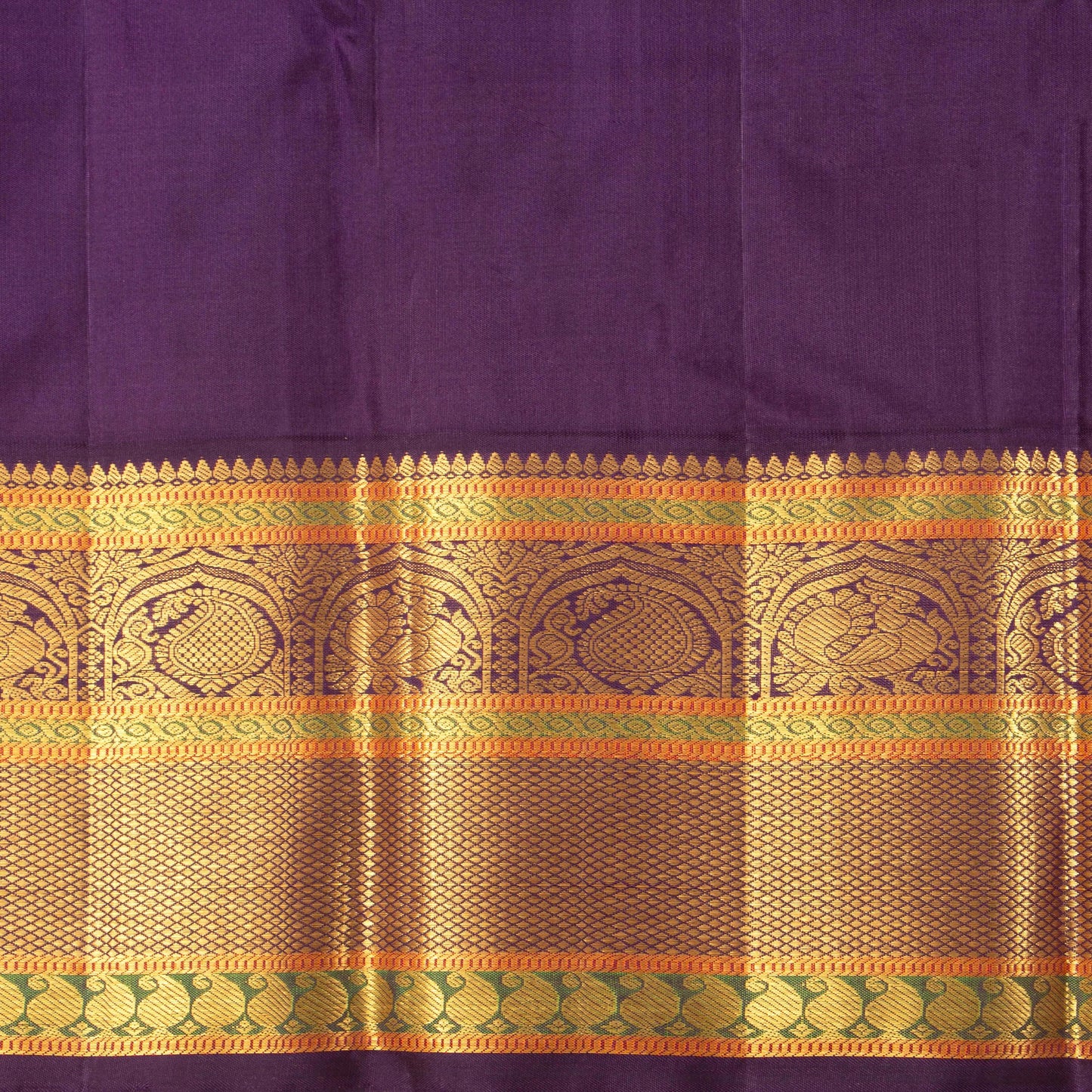 Peach And Purple Kanchipuram Silk Saree For Bridal Wear PV NYC 1261 - Silk Sari - Panjavarnam PV NYC 1261