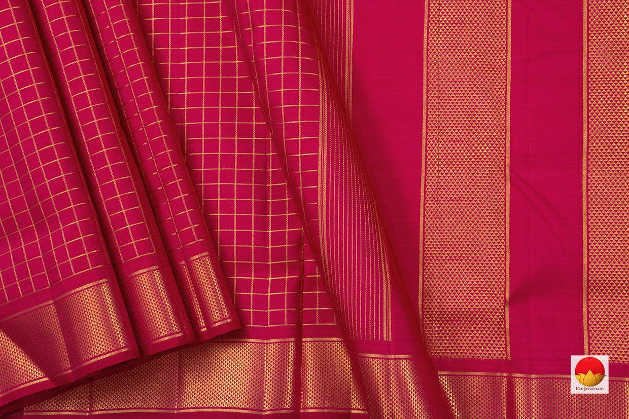 Pink 9 Yards Kanchipuram Silk Saree Handwoven Pure Silk Pure Zari For Wedding Wear PV NYC 759 - Silk Sari - Panjavarnam PV NYC 759