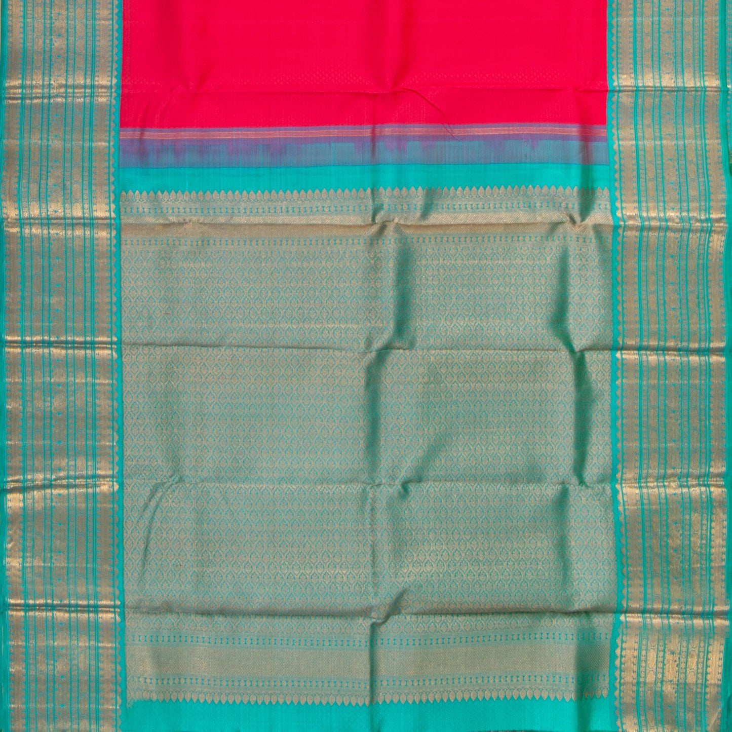 PInk And Anandha Blue Kanchipuram Silk Saree With Contrast Border For Wedding Wear PV NYC 1291 - Silk Sari - Panjavarnam PV NYC 1291