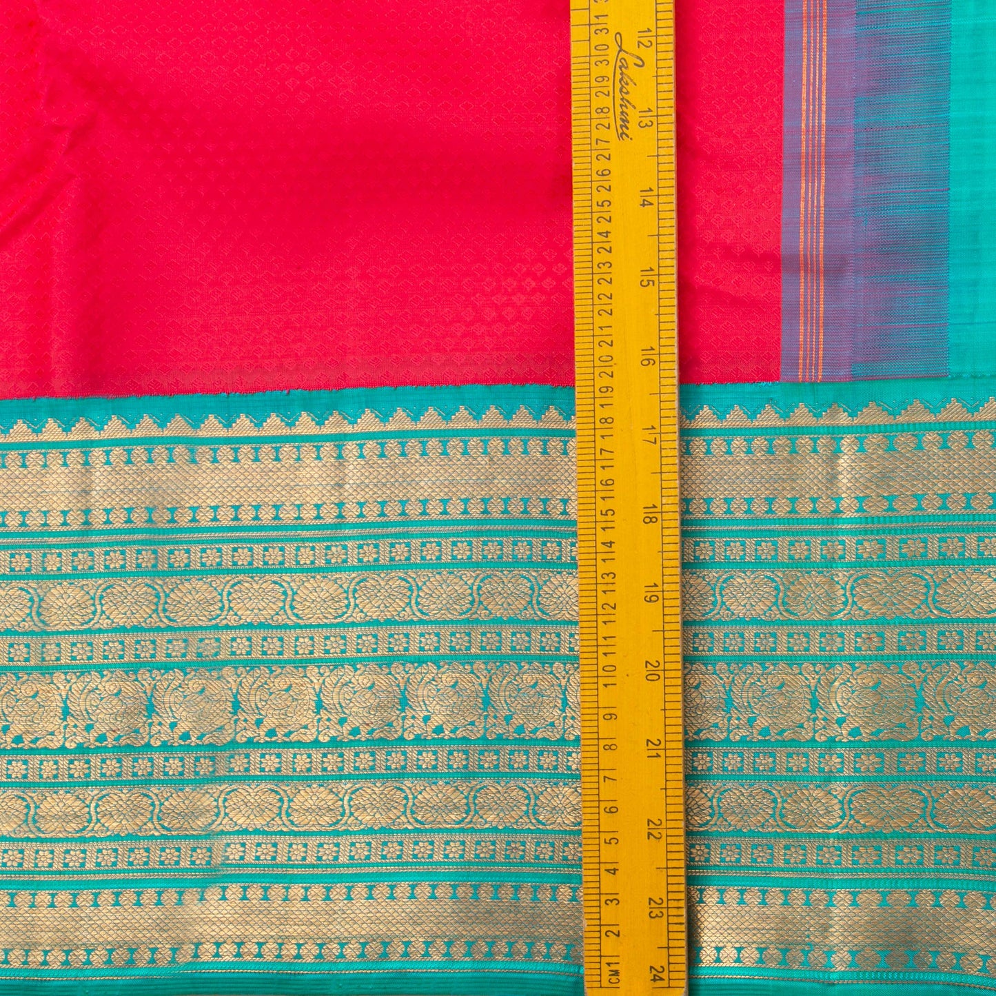 PInk And Anandha Blue Kanchipuram Silk Saree With Contrast Border For Wedding Wear PV NYC 1291 - Silk Sari - Panjavarnam PV NYC 1291