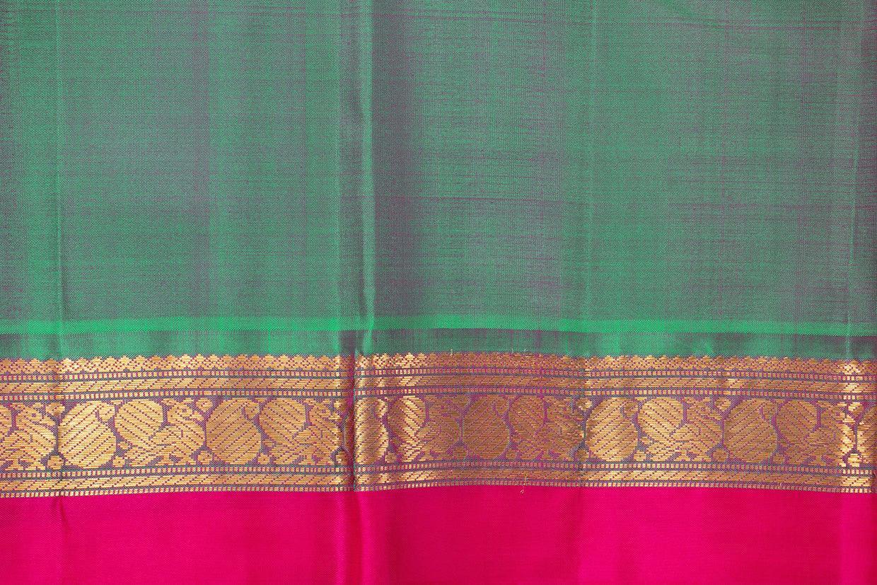 Pink And Blue Kanchipuram Silk Saree With Medium Border Handwoven Pure Silk For Festive Wear PV J 439 - Silk Sari - Panjavarnam PV J 439
