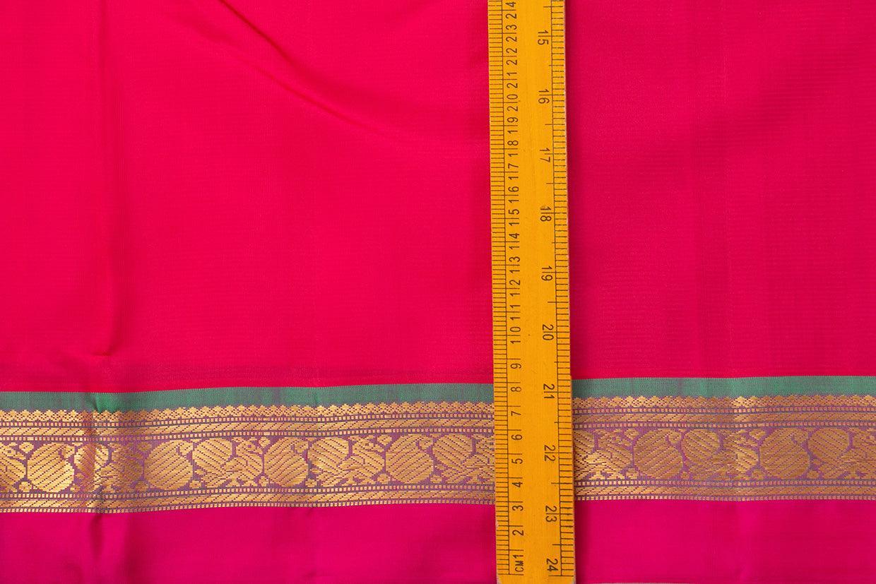 Pink And Blue Kanchipuram Silk Saree With Medium Border Handwoven Pure Silk For Festive Wear PV J 439 - Silk Sari - Panjavarnam PV J 439