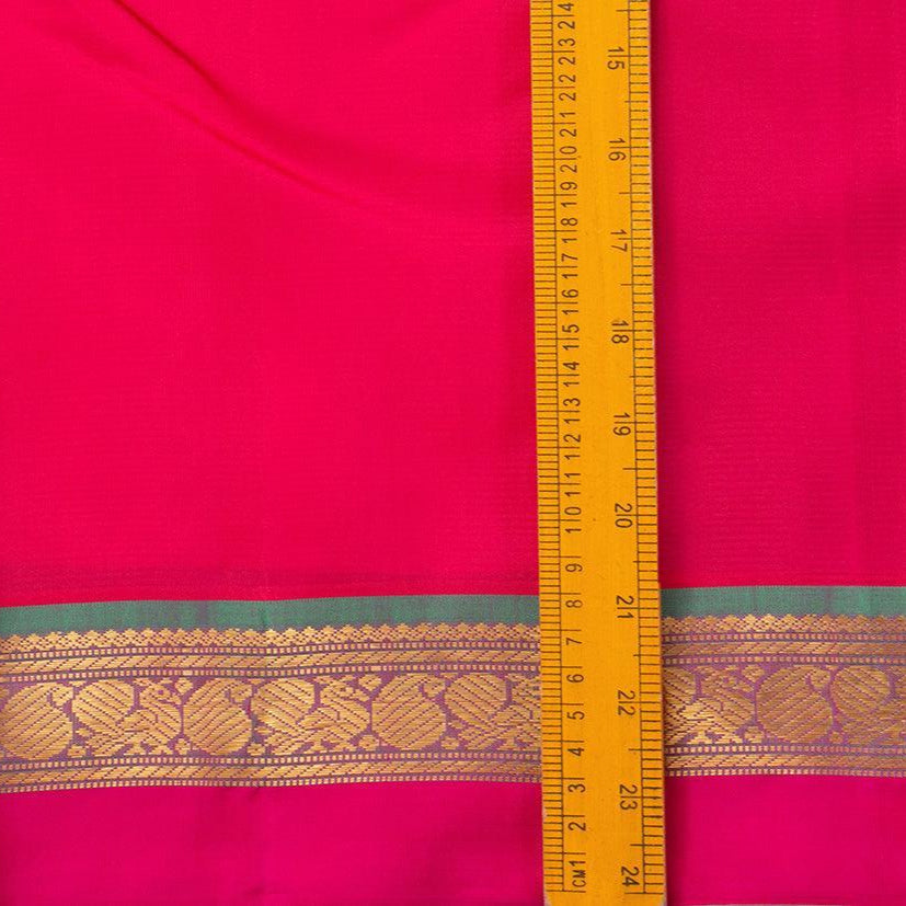 Pink And Blue Kanchipuram Silk Saree With Medium Border Handwoven Pure Silk For Festive Wear PV J 439 - Silk Sari - Panjavarnam PV J 439