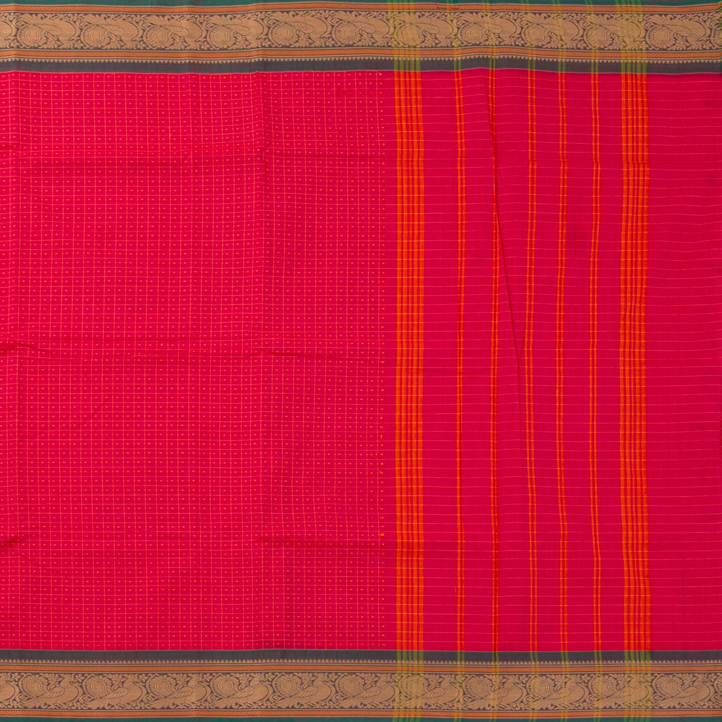 Pink And Green Kanchi Cotton Saree PV MM KC 294 - Cotton Saree - Panjavarnam PV MM KC 294