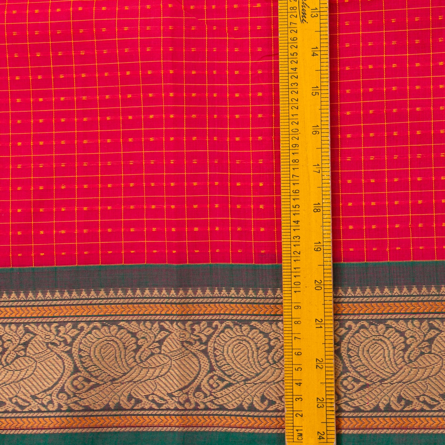 Pink And Green Kanchi Cotton Saree PV MM KC 294 - Cotton Saree - Panjavarnam PV MM KC 294