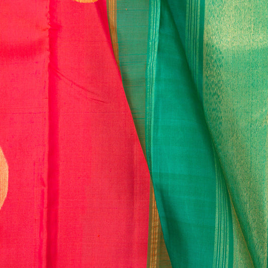 Pink And Green Kanchipuram Borderless Silk Saree For Festive Wear PV NYC 1506 - Silk Sari - Panjavarnam PV NYC 1506