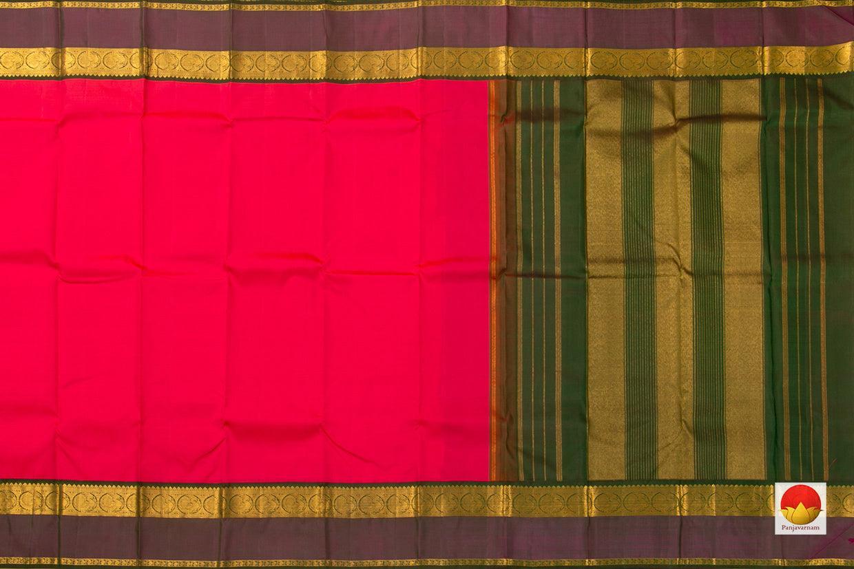 Pink And Green Kanchipuram Silk Saree Handwoven Pure Silk Pure Zari For Festive Wear PV J 3154 - Silk Sari - Panjavarnam PV J 3154