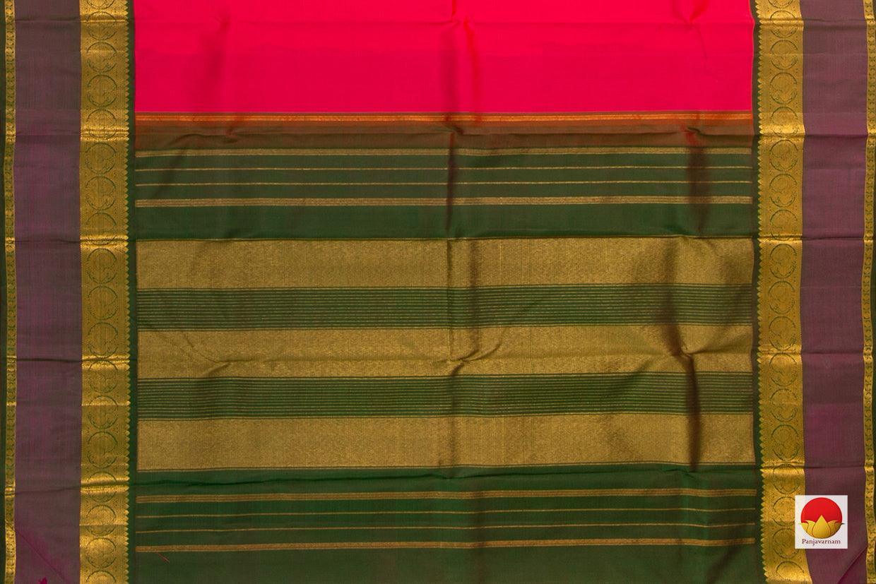 Pink And Green Kanchipuram Silk Saree Handwoven Pure Silk Pure Zari For Festive Wear PV J 3154 - Silk Sari - Panjavarnam PV J 3154