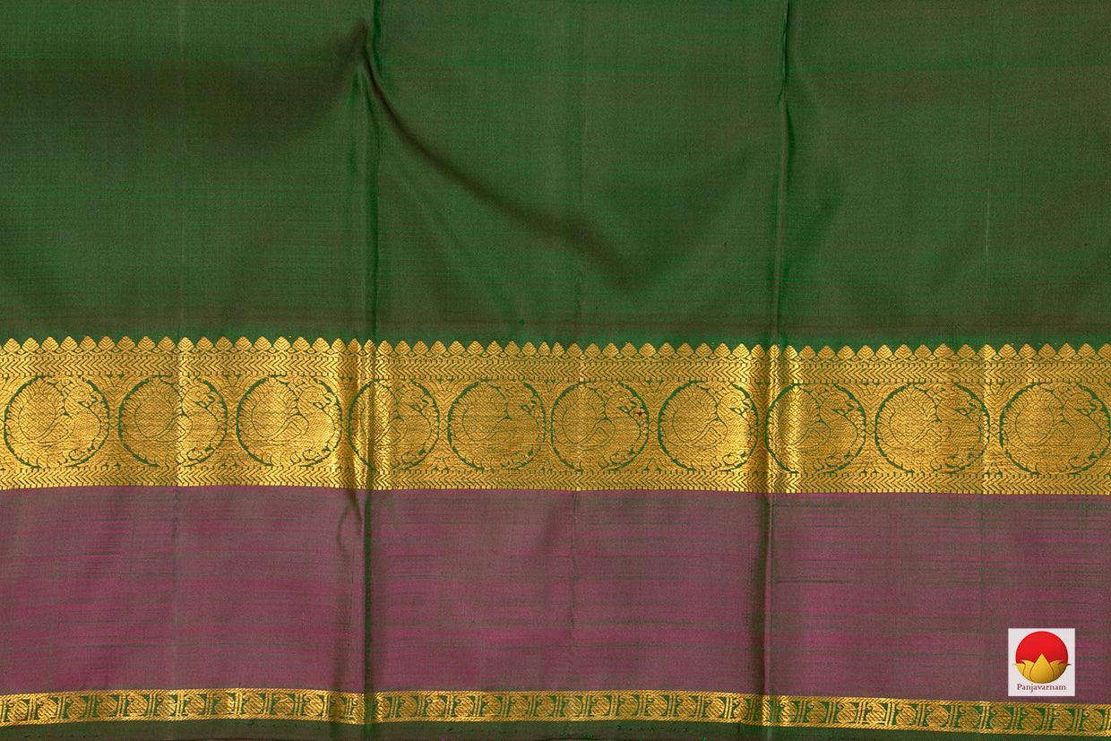 Pink And Green Kanchipuram Silk Saree Handwoven Pure Silk Pure Zari For Festive Wear PV J 3154 - Silk Sari - Panjavarnam PV J 3154