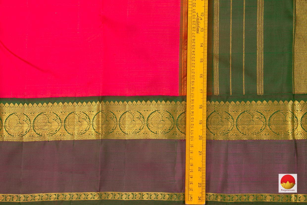Pink And Green Kanchipuram Silk Saree Handwoven Pure Silk Pure Zari For Festive Wear PV J 3154 - Silk Sari - Panjavarnam PV J 3154