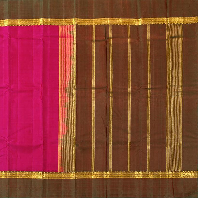 Pink And Green Kanchipuram Silk Saree Light Weight For Festive Wear PV KNN 208 - Silk Sari - Panjavarnam PV KNN 208
