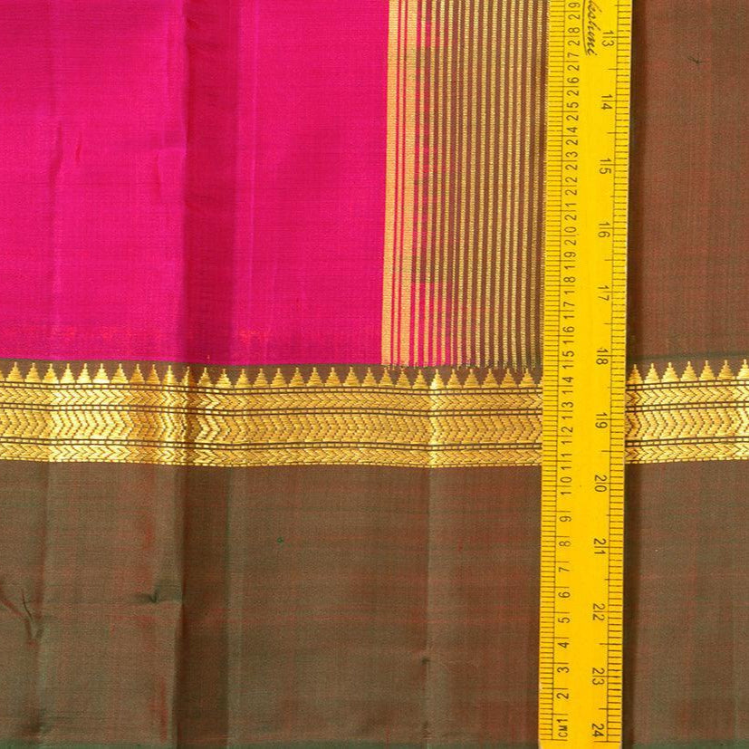 Pink And Green Kanchipuram Silk Saree Light Weight For Festive Wear PV KNN 208 - Silk Sari - Panjavarnam PV KNN 208