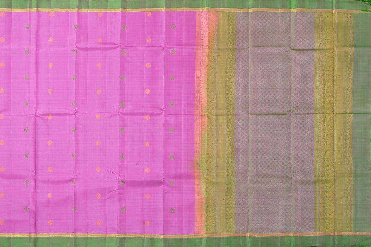 Pink And Green Kanchipuram Silk Saree Light Weight For Festive Wear PV KNN 226 - Silk Sari - Panjavarnam PV KNN 226