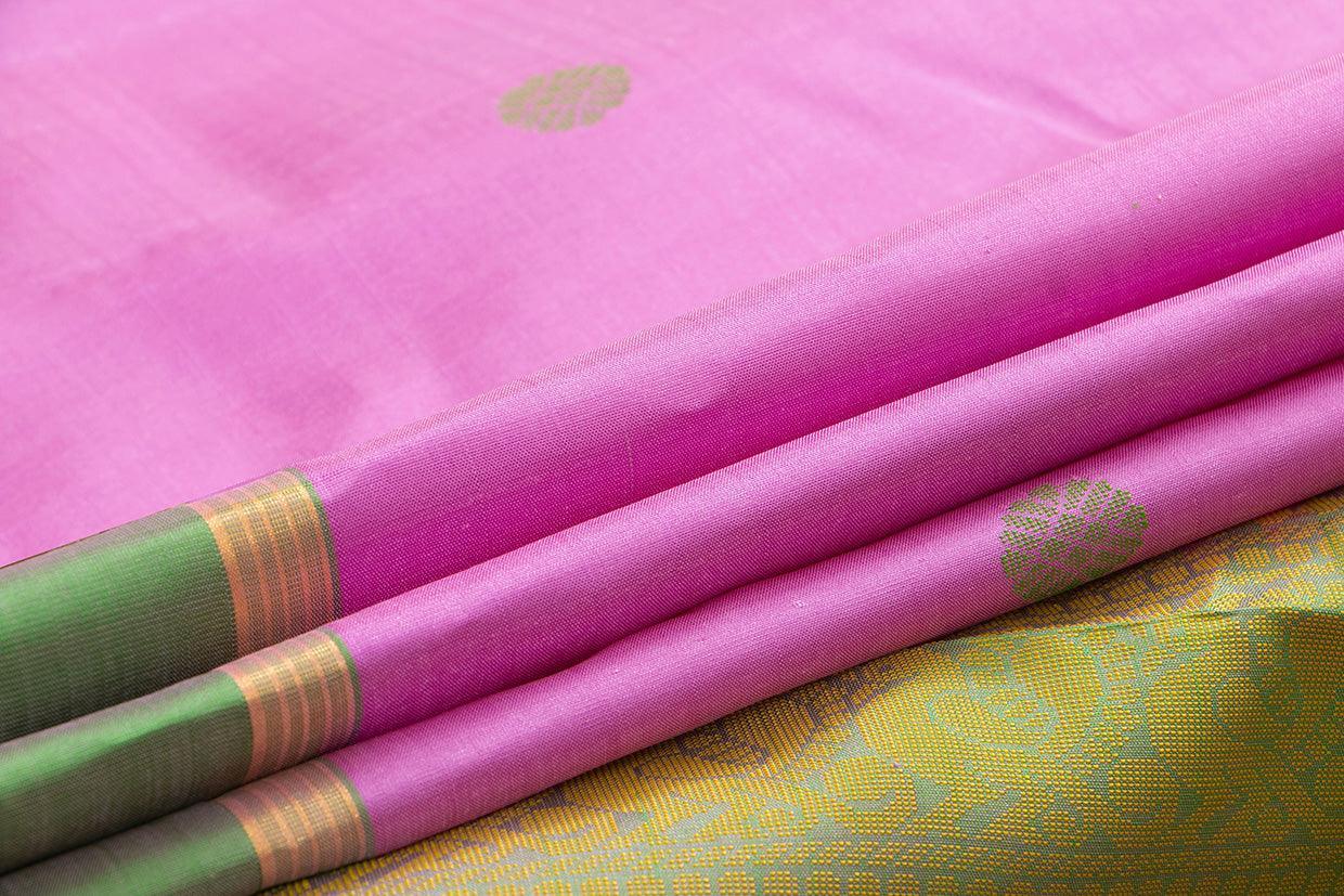 Pink And Green Kanchipuram Silk Saree Light Weight For Festive Wear PV KNN 226 - Silk Sari - Panjavarnam PV KNN 226