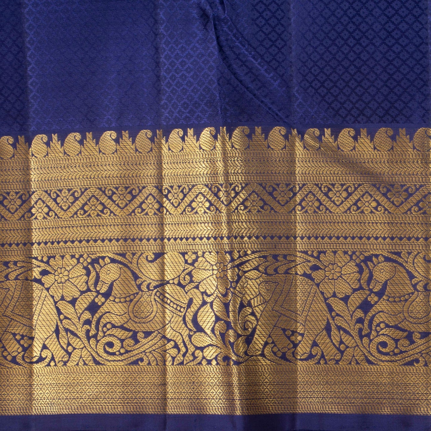 Pink And Navy Blue Kanchipuram Silk Saree For Wedding Wear PV NYC 1384 - Silk Sari - Panjavarnam PV NYC 1384