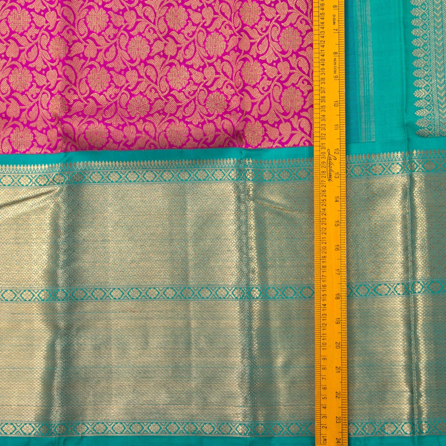 Pink And Turquoise Blue Kanchipuram Silk Saree For Wedding Wear PV NYC 1362 - Silk Sari - Panjavarnam PV NYC 1362