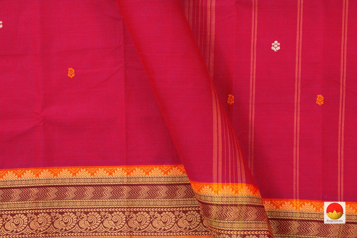 Pink Chettinad Cotton Saree With Thread Work Border For Casual Wear PV SK CC 122 - Cotton Saree - Panjavarnam