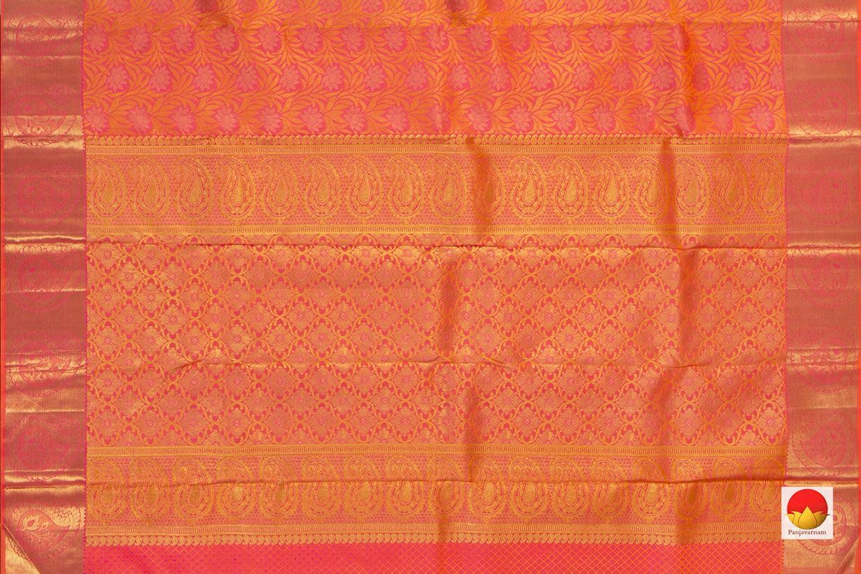 Pink Floral Jacquard Kanchipuram Silk Saree Handwoven Pure Silk Pure Zari For Wedding Wear PV NYC 742 - Silk Sari - Panjavarnam PV NYC 742