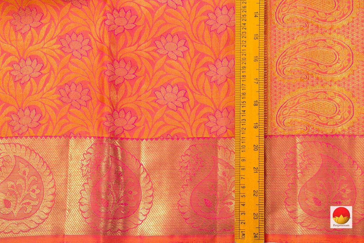 Pink Floral Jacquard Kanchipuram Silk Saree Handwoven Pure Silk Pure Zari For Wedding Wear PV NYC 742 - Silk Sari - Panjavarnam PV NYC 742