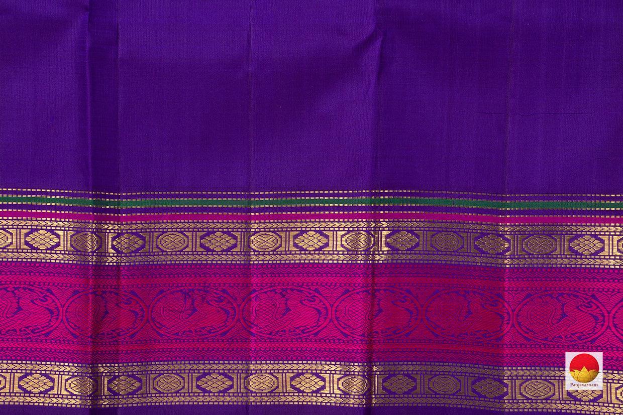 Pink Jacquard Kanchipuram Silk Saree With Blue Korvai Border Handwoven Pure Silk Pure Zari For Bridal Wear PV NYC 564 - Silk Sari - Panjavarnam PV NYC 564