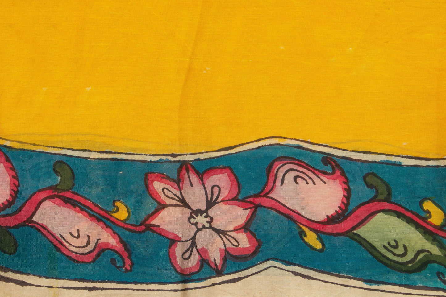 Pink Kalamkari Bangalore Silk Saree With Zari Border Handpainted Organic Dyes For Office Wear PKBS 574 - Kalamkari Silk - Panjavarnam