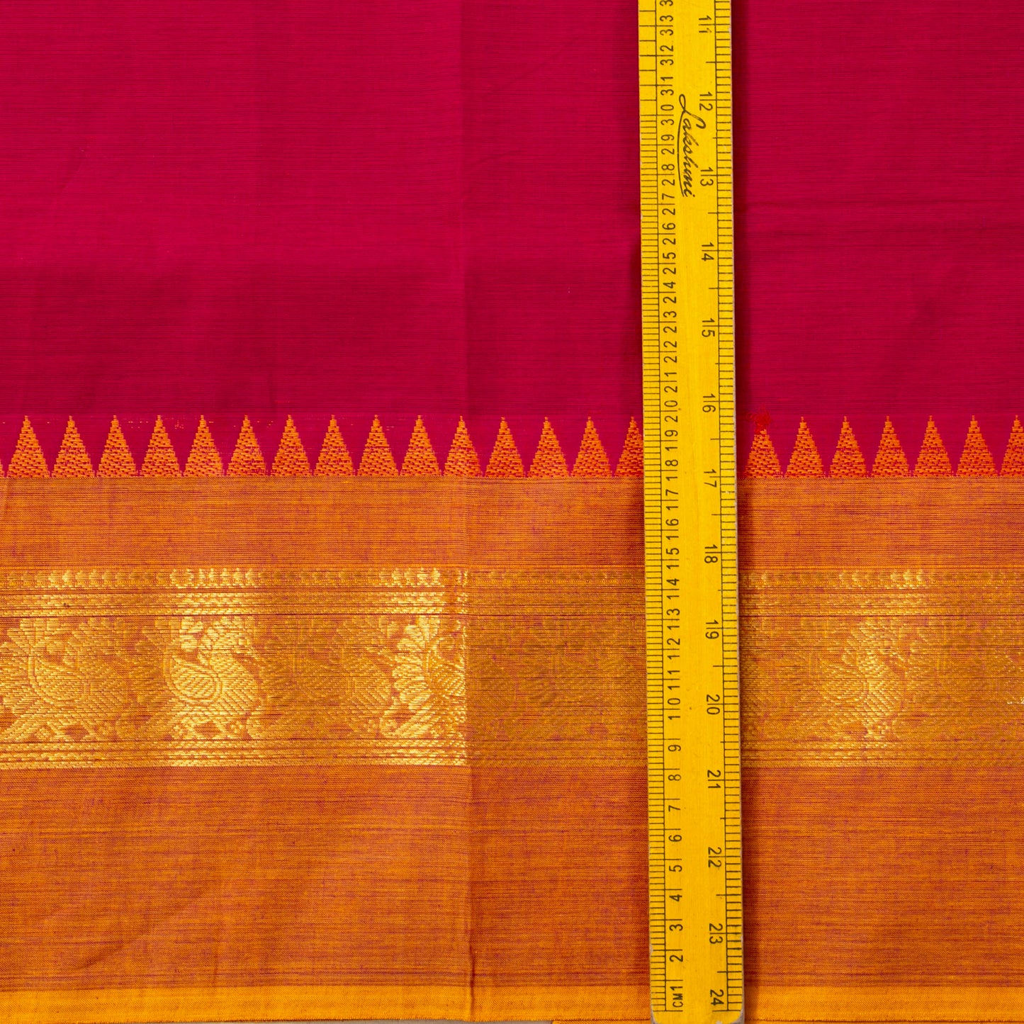 Pink Kanchi Cotton Saree Ganga Jamuna Border PV MM KC 101 - Cotton Saree - Panjavarnam PV MM KC 101