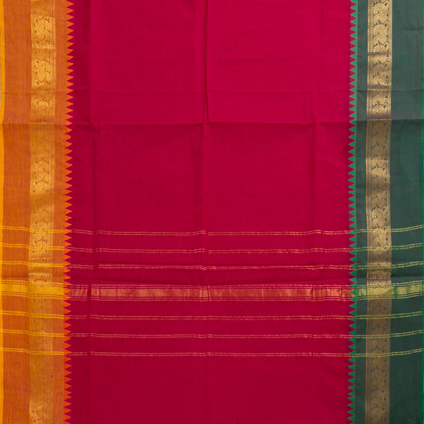 Pink Kanchi Cotton Saree Ganga Jamuna Border PV MM KC 101 - Cotton Saree - Panjavarnam PV MM KC 101