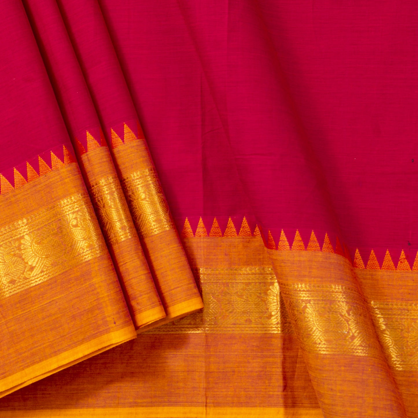 Pink Kanchi Cotton Saree Ganga Jamuna Border PV MM KC 101 - Cotton Saree - Panjavarnam PV MM KC 101