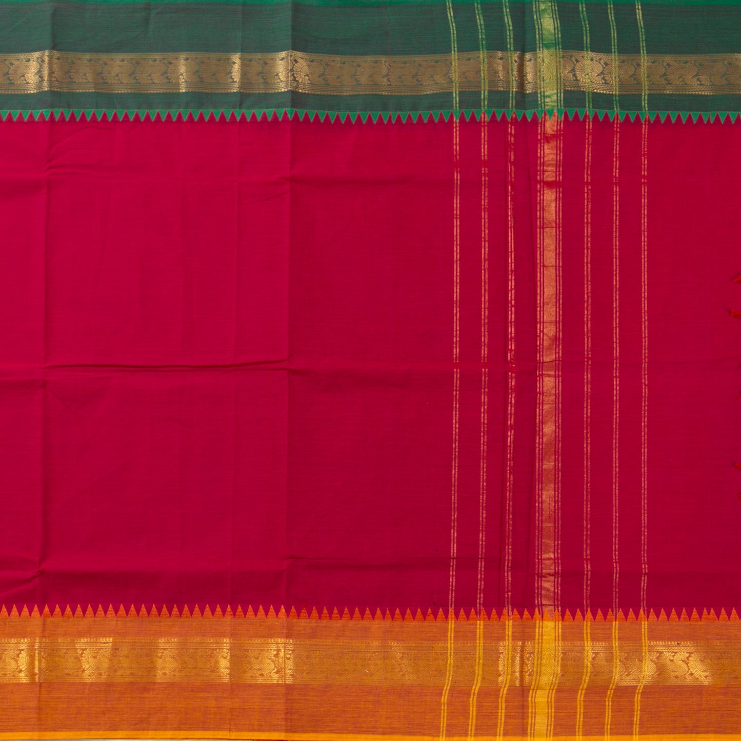 Pink Kanchi Cotton Saree Ganga Jamuna Border PV MM KC 101 - Cotton Saree - Panjavarnam PV MM KC 101