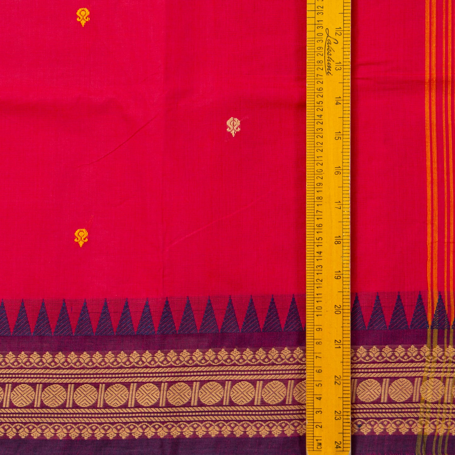 Pink Kanchi Cotton Saree Ganga Jamuna Border PV MM KC 168 - Cotton Saree - Panjavarnam PV MM KC 168
