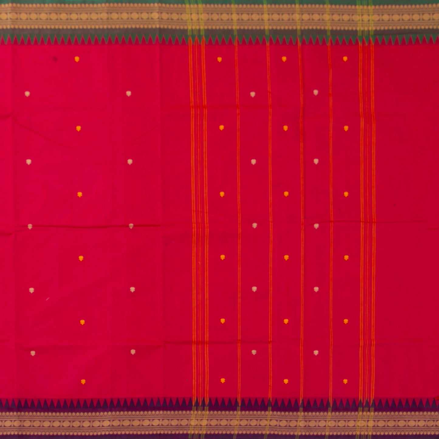 Pink Kanchi Cotton Saree Ganga Jamuna Border PV MM KC 168 - Cotton Saree - Panjavarnam PV MM KC 168