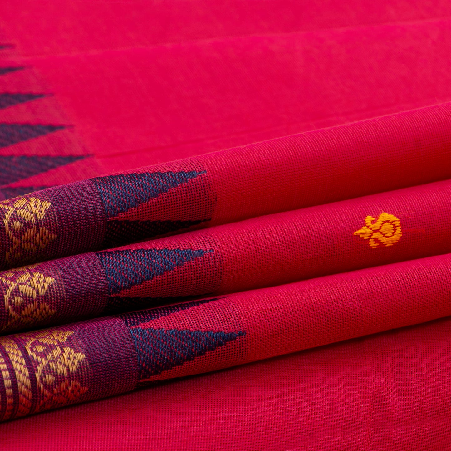 Pink Kanchi Cotton Saree Ganga Jamuna Border PV MM KC 168 - Cotton Saree - Panjavarnam PV MM KC 168