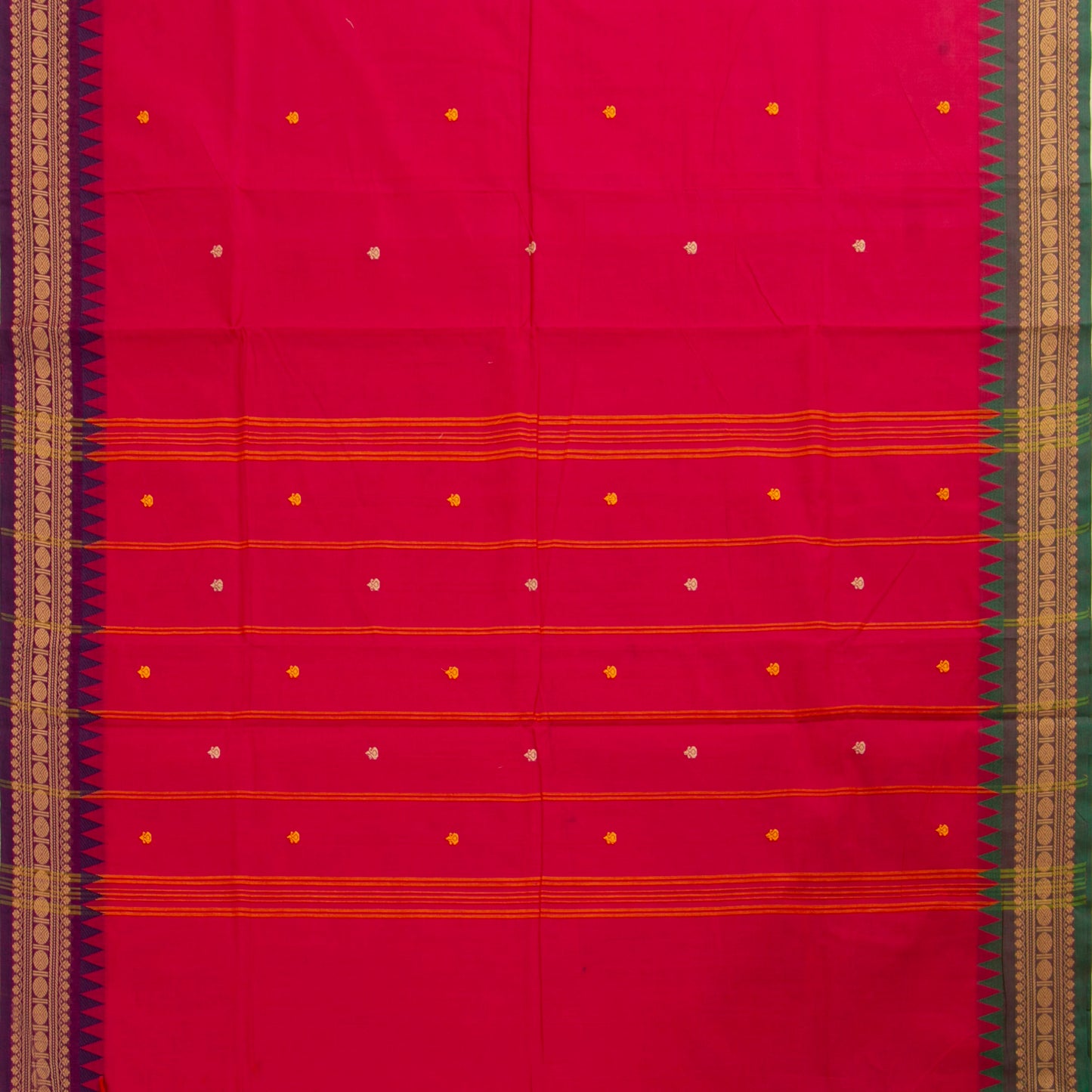 Pink Kanchi Cotton Saree Ganga Jamuna Border PV MM KC 168 - Cotton Saree - Panjavarnam PV MM KC 168