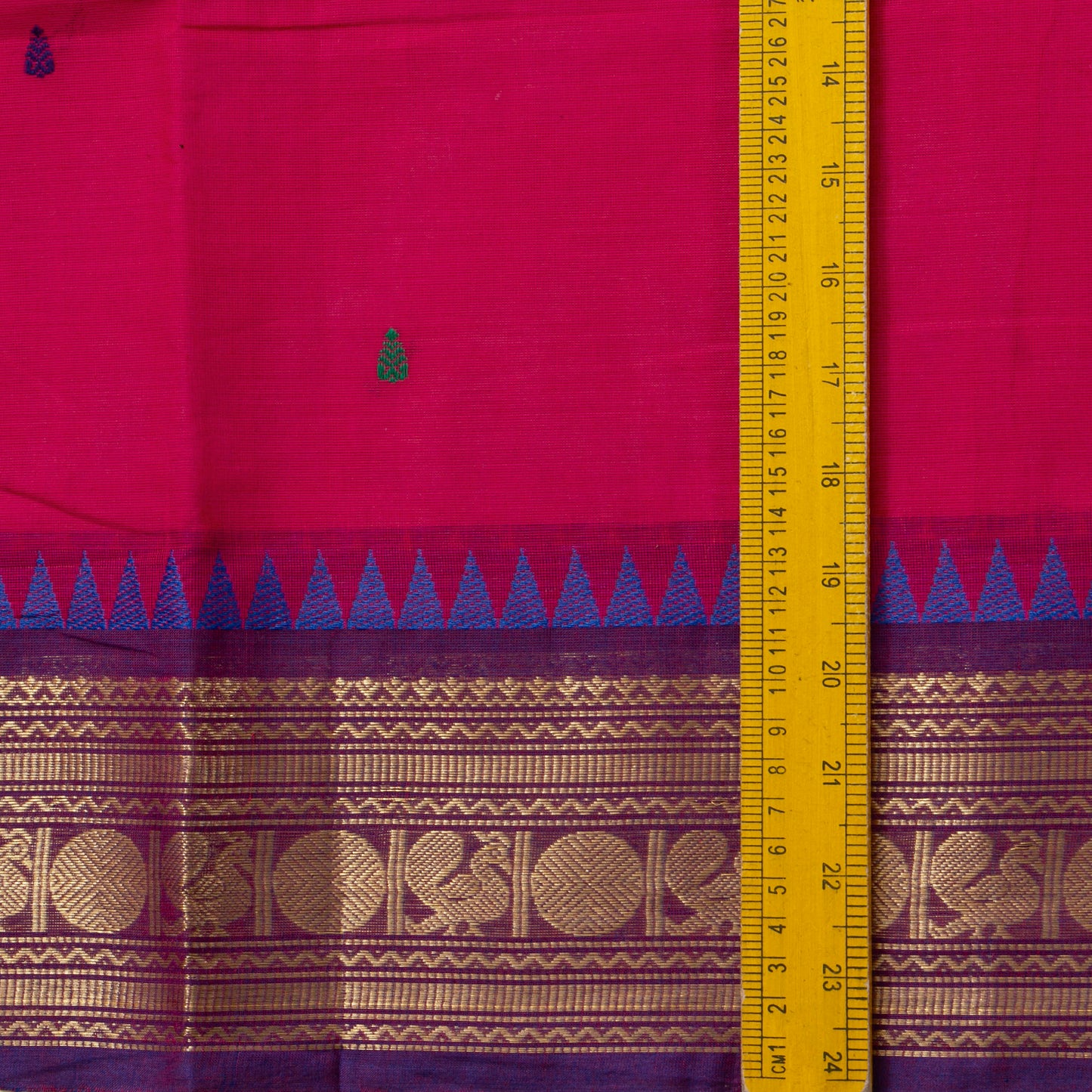 Pink Kanchi Cotton Saree Ganga Jamuna Border PV MM KC 185 - Cotton Saree - Panjavarnam PV MM KC 185