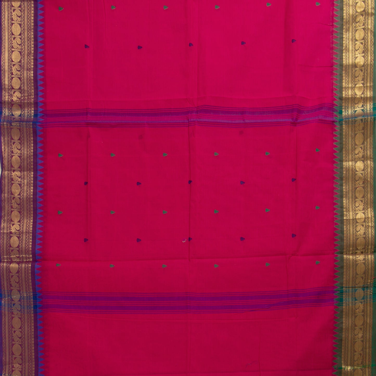 Pink Kanchi Cotton Saree Ganga Jamuna Border PV MM KC 185 - Cotton Saree - Panjavarnam PV MM KC 185