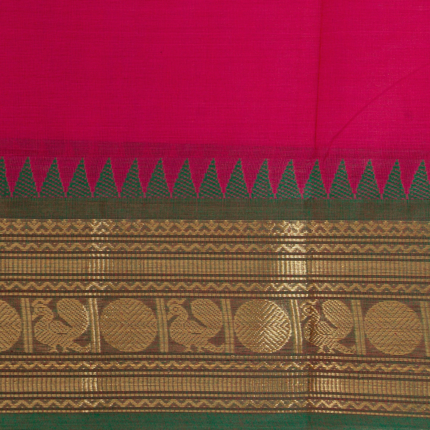 Pink Kanchi Cotton Saree Ganga Jamuna Border PV MM KC 185 - Cotton Saree - Panjavarnam PV MM KC 185